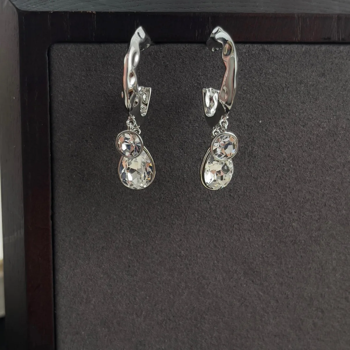 Twilight Bloom – Dual Crystal Drop Hoop Earrings