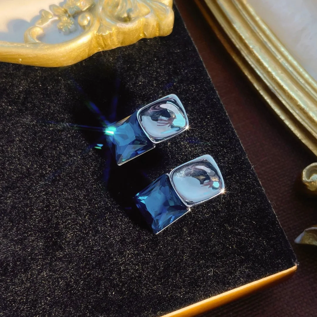 Sapphire Blue European-Style Stud Earrings