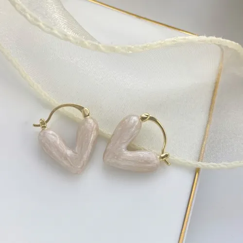 Glossy Pastel Enamel Heart Hoop Earrings