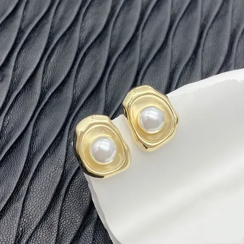 Molten Gold Pearl Stud Earrings
